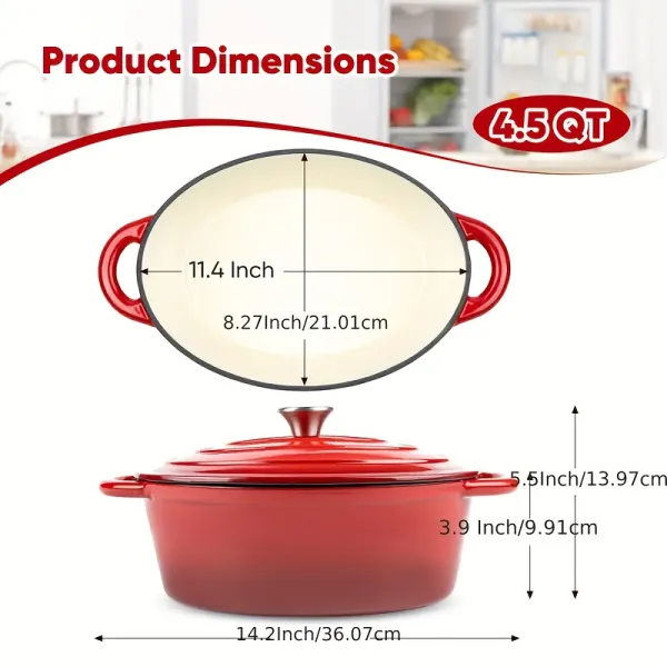 High-Quality Enamel Cast Iron Casserole, Perfect for Evenly Cooked Roasts and Stews