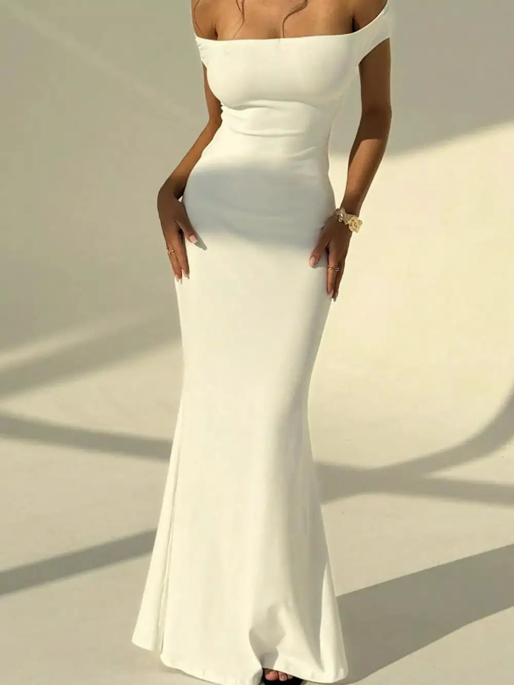 Backless Off Shoulder Bodycon Mermaid Maxi Dress