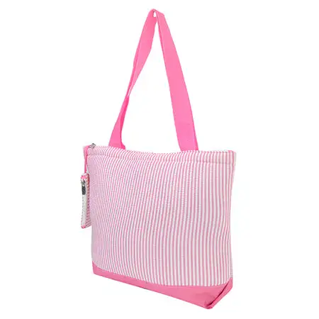 Classic Seersucker Canvas Tote Bag