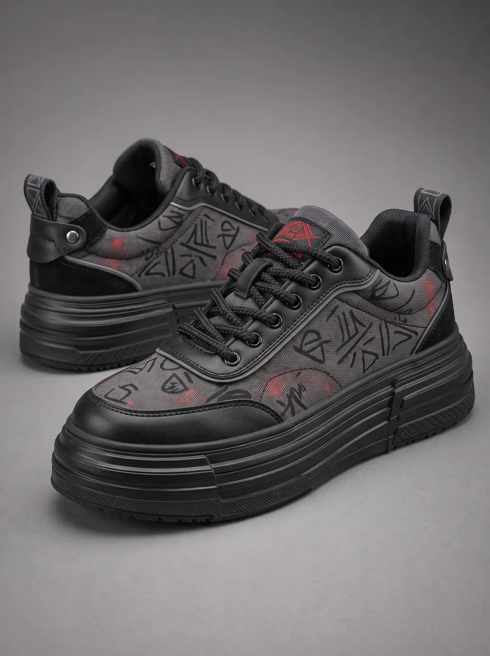 Graffiti Splatter Platform Skate Sneakers