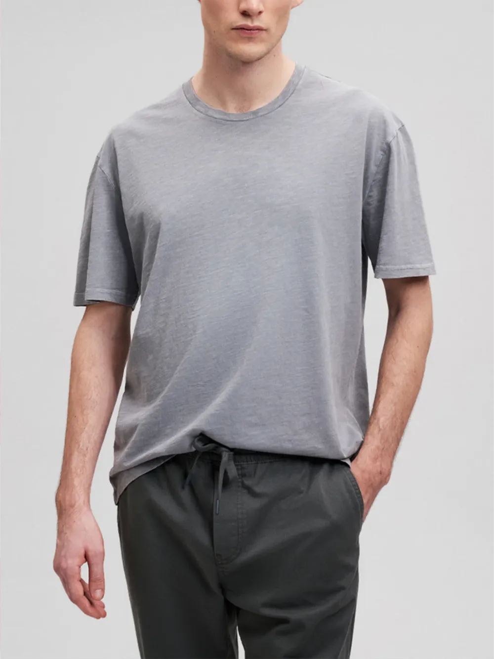 Solid Gray Short - Sleeve Casual Tee