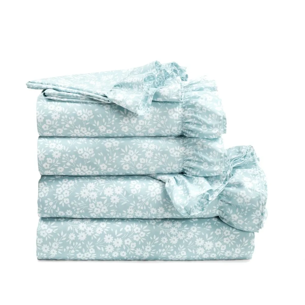 Floral Ruffled Garden Sheet Bedding Set