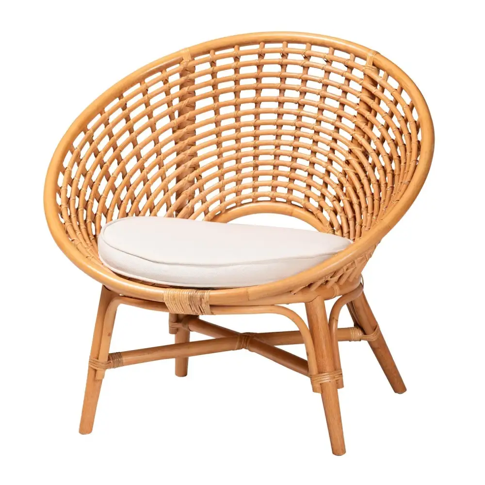 Round Rattan Bohemian Accent Chair