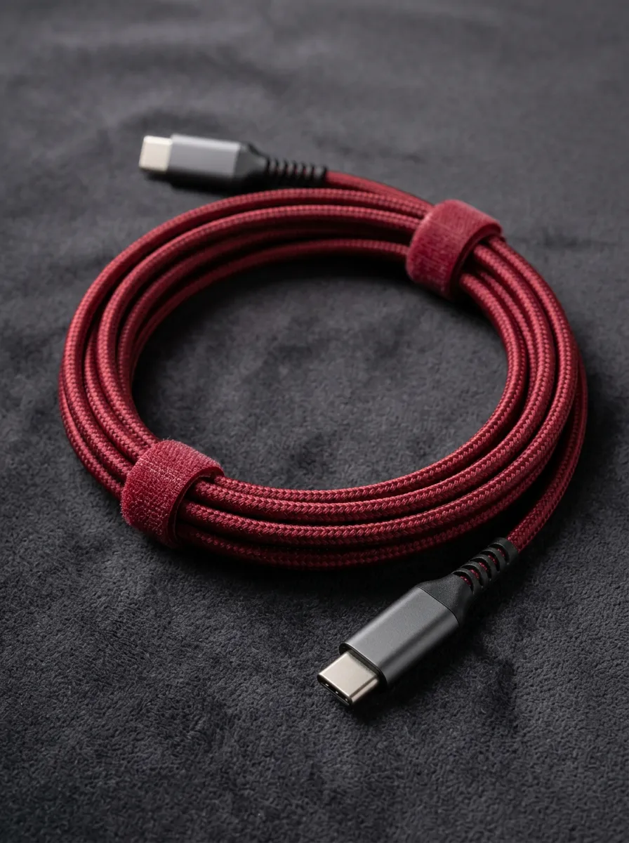 Burgundy Braided USB-C Charging Cable