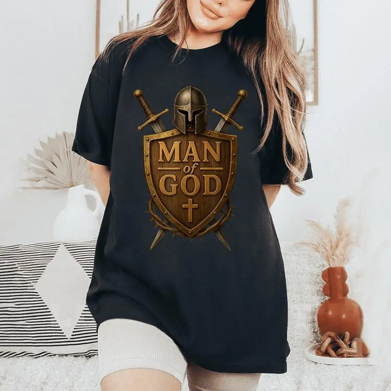 Faithful Warrior Man Of God Christian Knight Armor Dad Women's Oversized Comfort T-Shirt