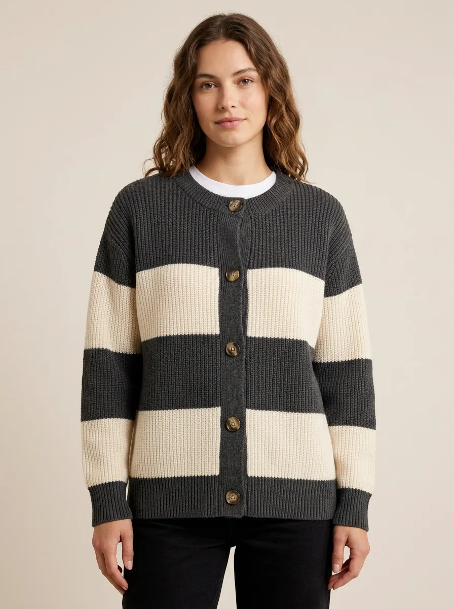 Heritage Knit Rugby Striped Knit Cardigan