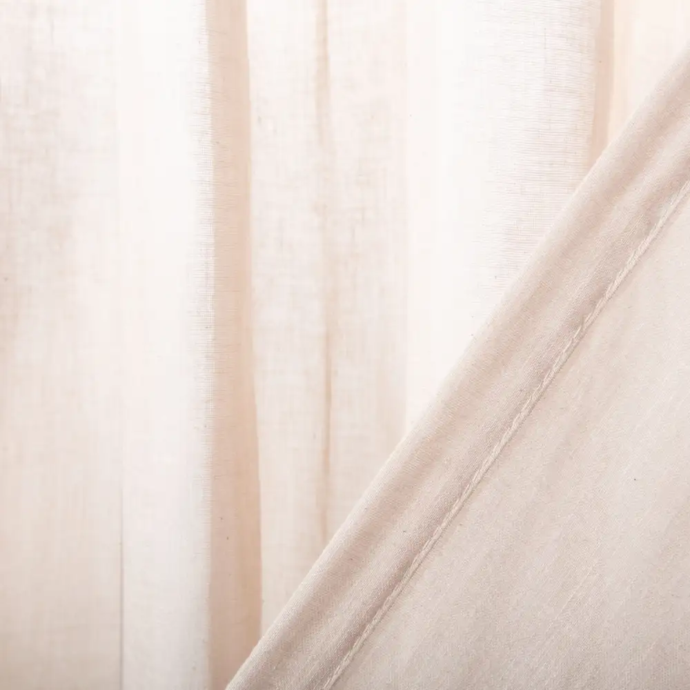 Sheer Linen-Blend Eyelet Contemporary Curtain Panel