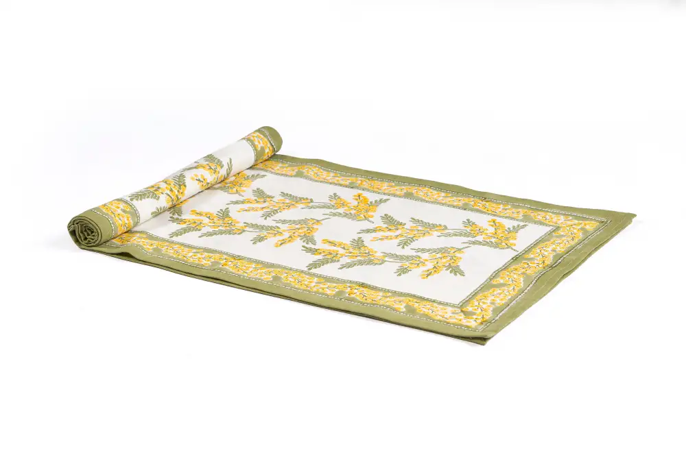 Sunlit Mimosa Spray Table Runner
