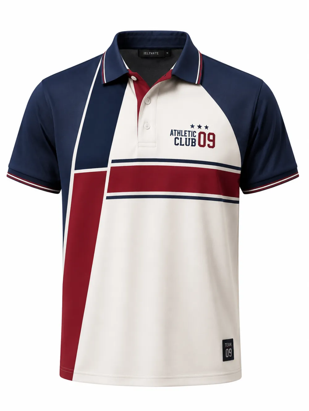 Men's Athletic Club 09 Colorblock Striped Printed Polo Shirt