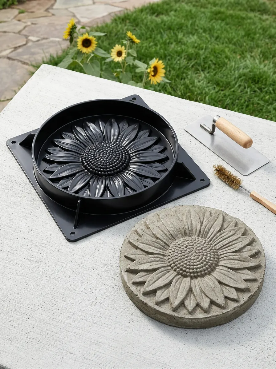 Outdoor Project Sunflower Concrete Stepping Stone Mold