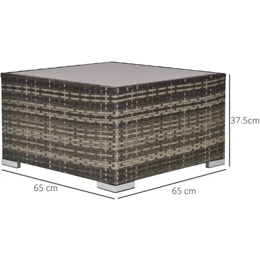 Square Rattan Glass Outdoor Coffee Table