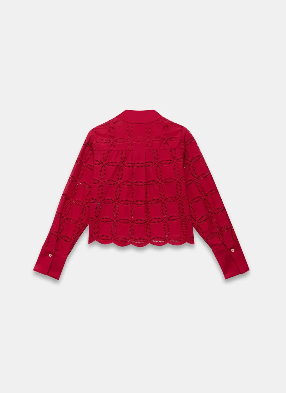 Casual Style Broderie Cropped Shirt