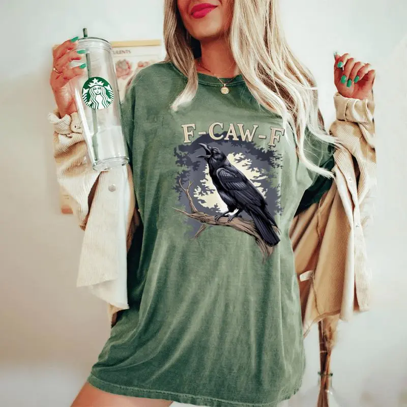 F-Caw-F Black Bird Black Crow Women's Oversized Comfort T-Shirt