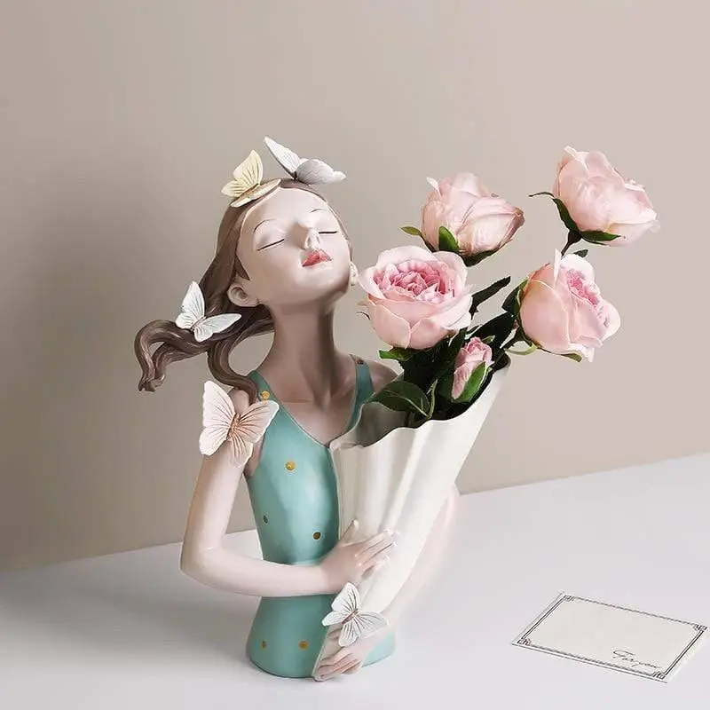 Graceful Girl Vase Sculpture