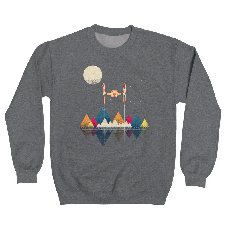 Geometric Space Ship & Mountain Scene Sweatshirt