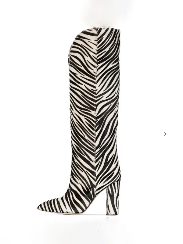 Azariah Zebra-print Suede Block-heel Boots