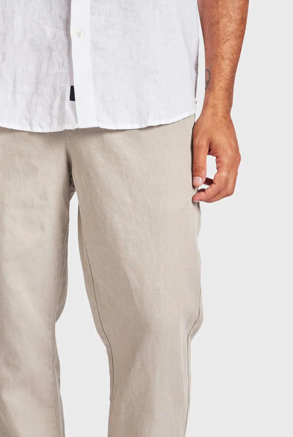 Casual Drawstring Waist Cotton Blend Trousers