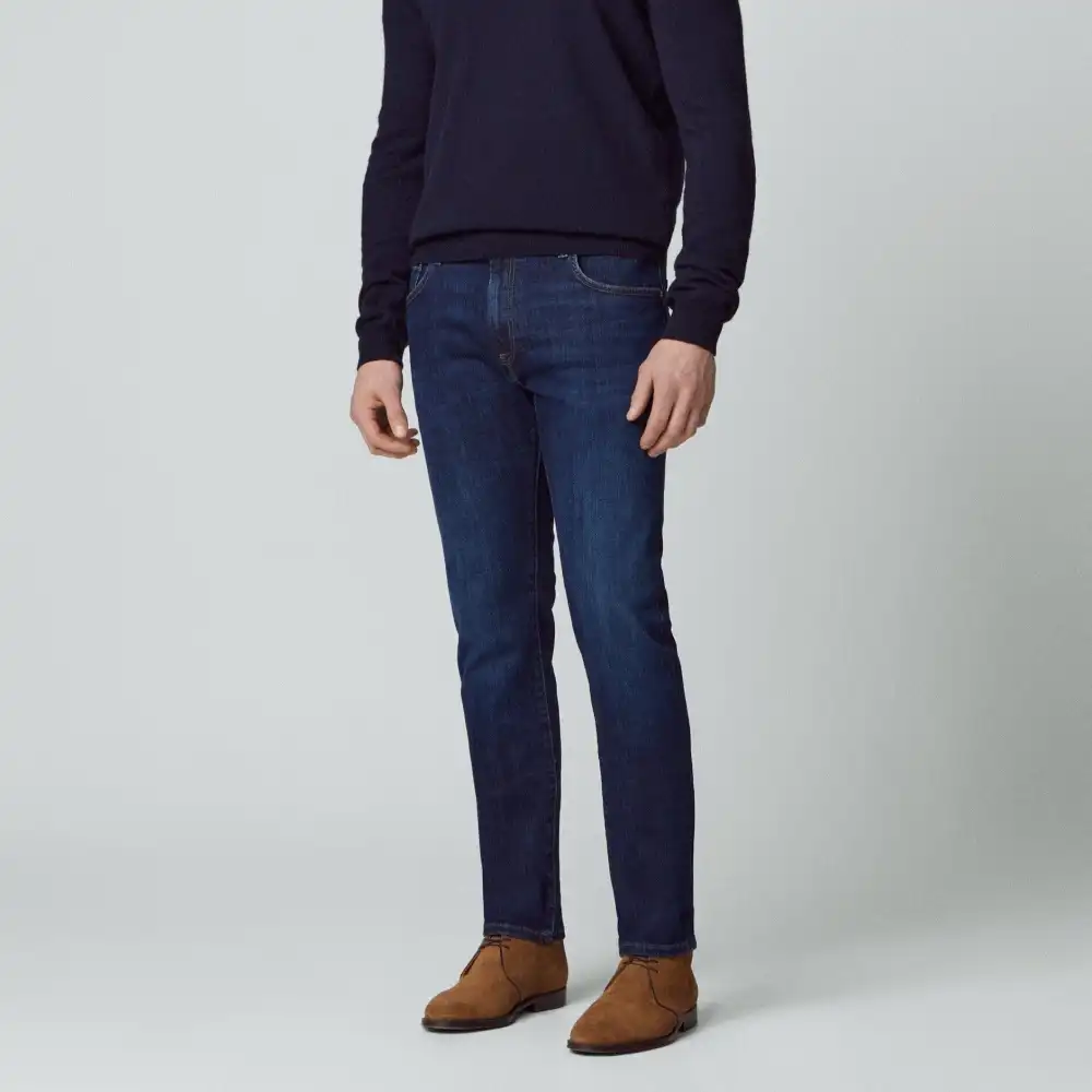 Vintage-Wash Slim-Fit Stretch Denim Jeans