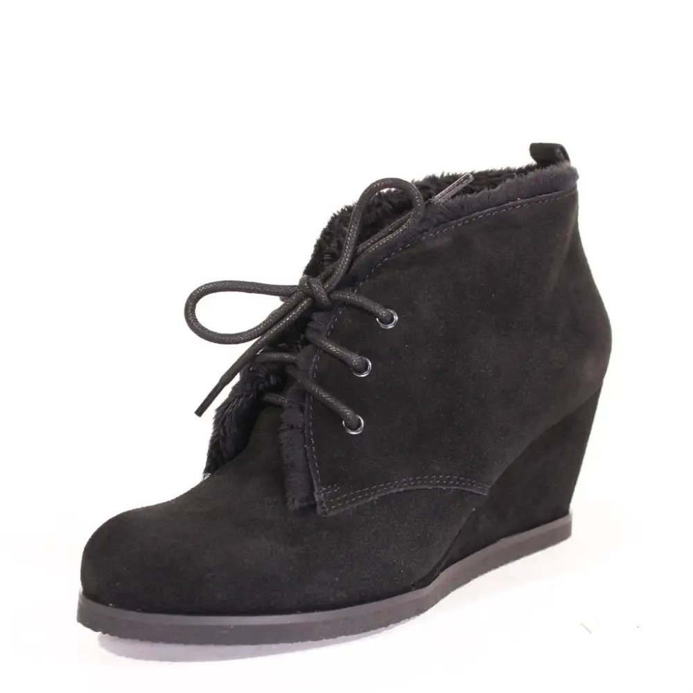 Suede Wedged Ankle Boots