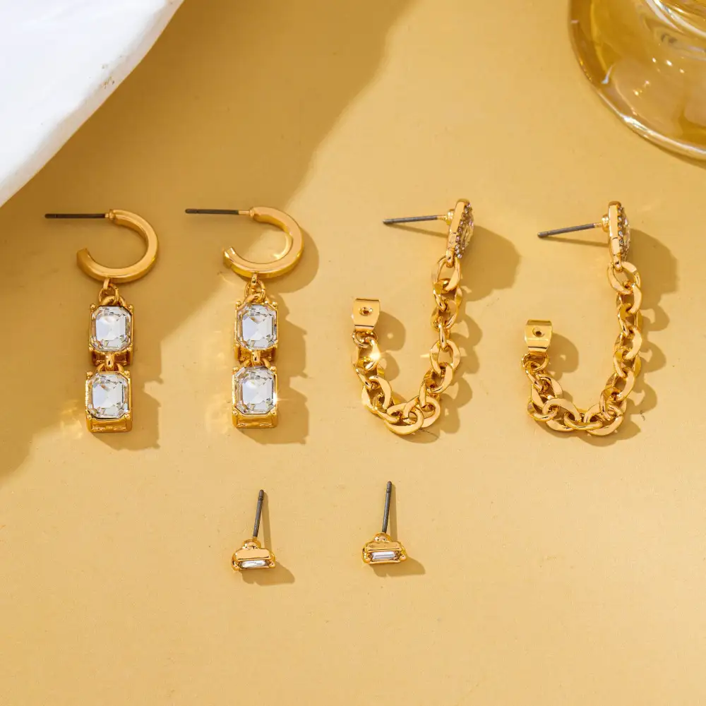 Stud Rhinestone Hoop Chain Link