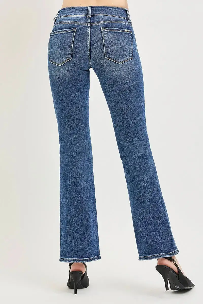 Tummy Control Low Rise Bootcut Pocketed Denim Jeans