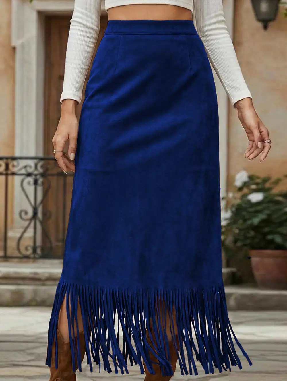 Tassel Tie Midi Skirt