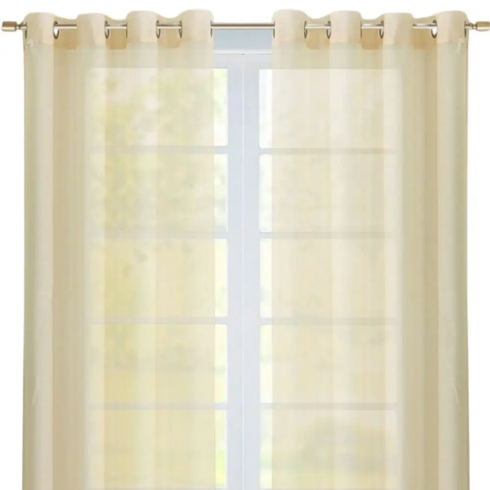 Refined Semi-Sheer Polyester Solid Contemporary Curtain Panel Pair