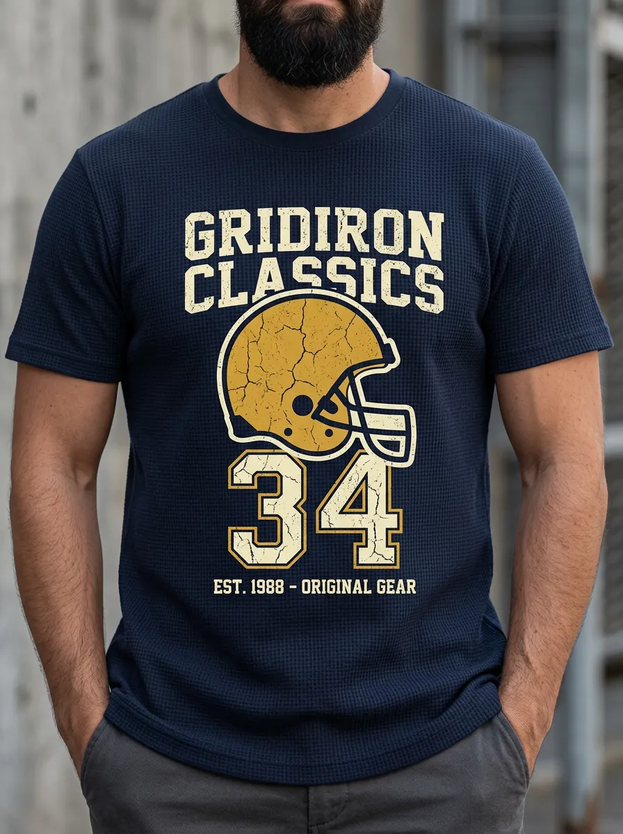 Men's American Football Lover Gridiron Helmet 34 Printed T-shirt