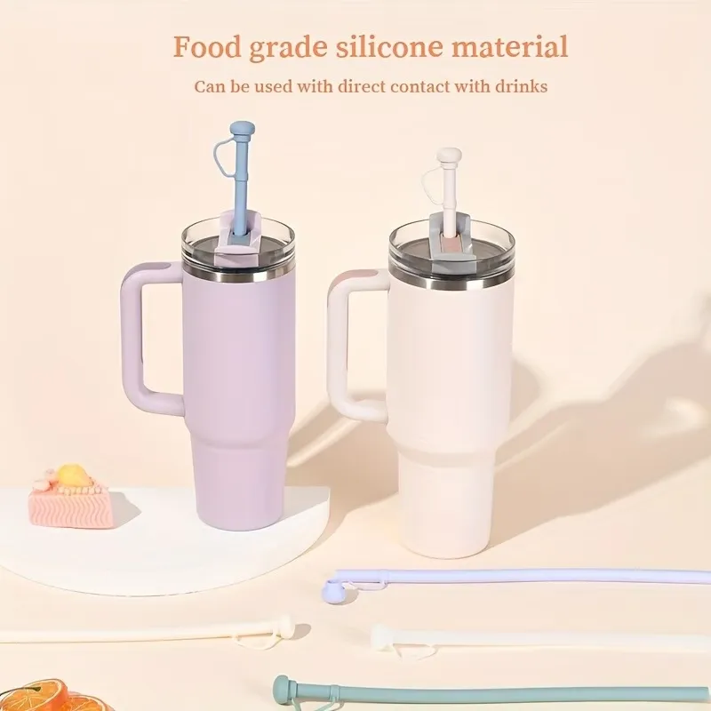 Pastel Silicone Drinking Straws
