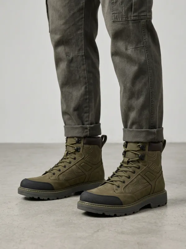Unisex Modern Outdoor Enthusiast Topographic Map Print Work Boots