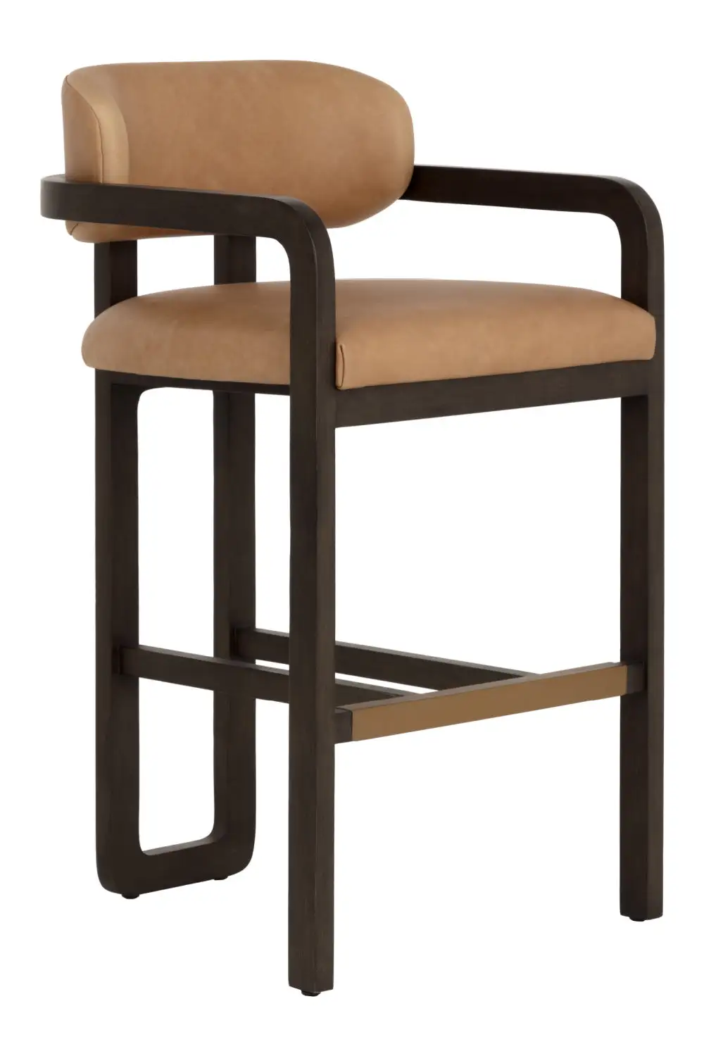 Sculptural Leather Bar Stool