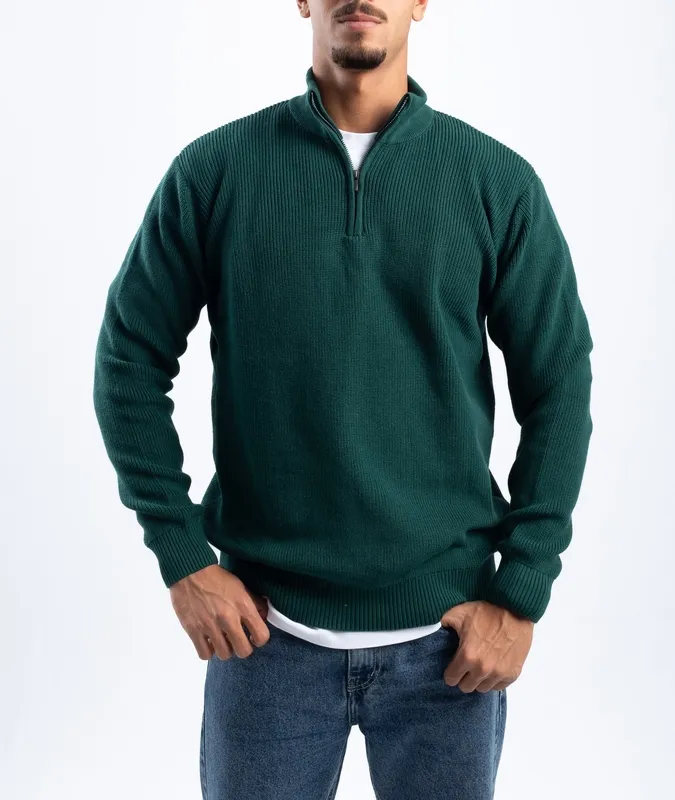 Teal Quarter Zip Knit Pullover