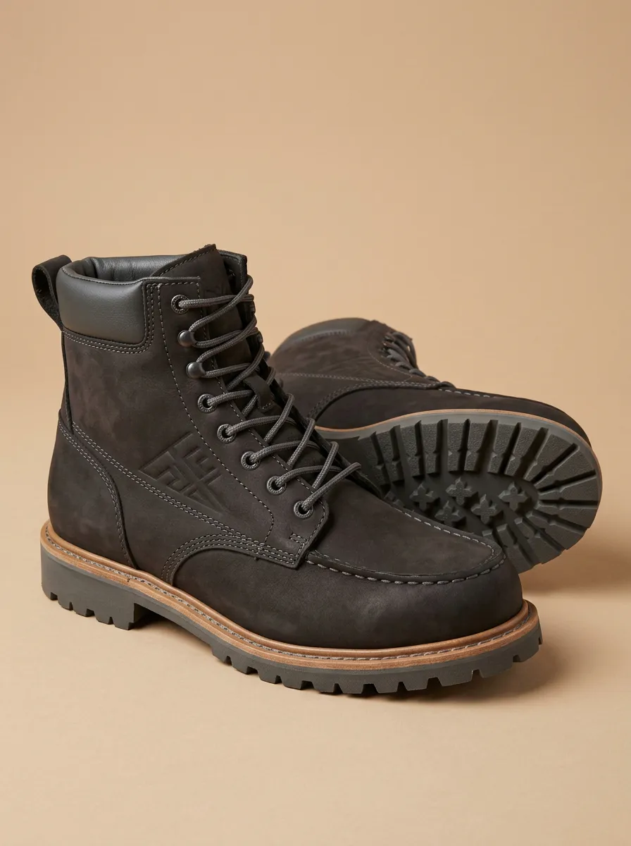 Unisex Everyday Geometric Pattern Embossed Print Work Boots