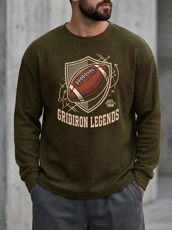 Men's Gridiron Legends American Football Shield Printed Waffle T-Shirt