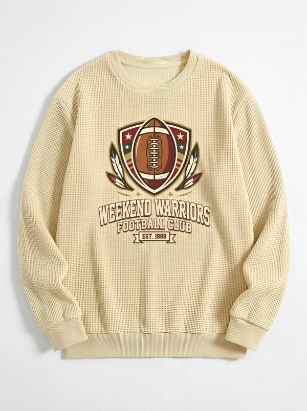 Men's Weekend Warriors Football Club Shield Printed Waffle Sweatshirt