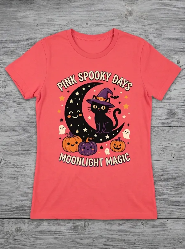 Cute-Spooky Pumpkin Moon Halloween Graphic T-Shirt