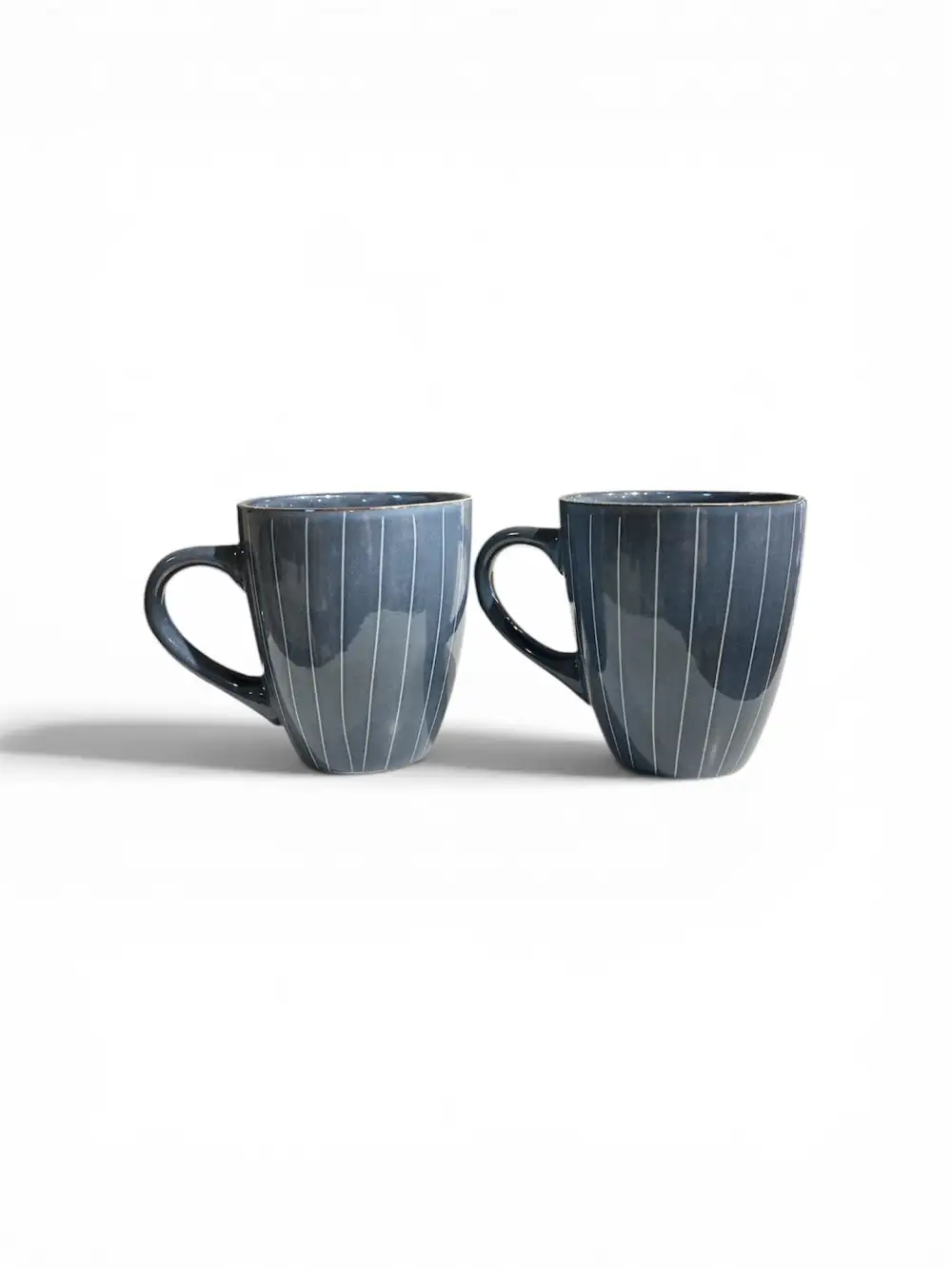 Blue Stoneware Mug Pair
