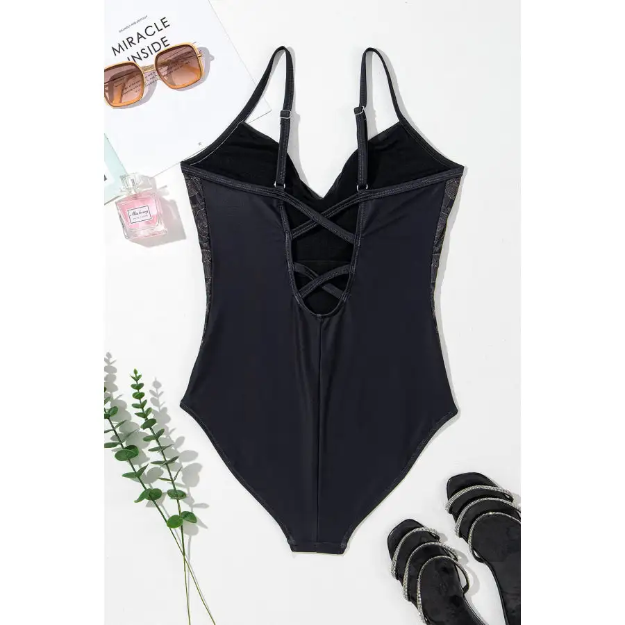Women's Crisscross V-Neck One-Piece Swimsuit