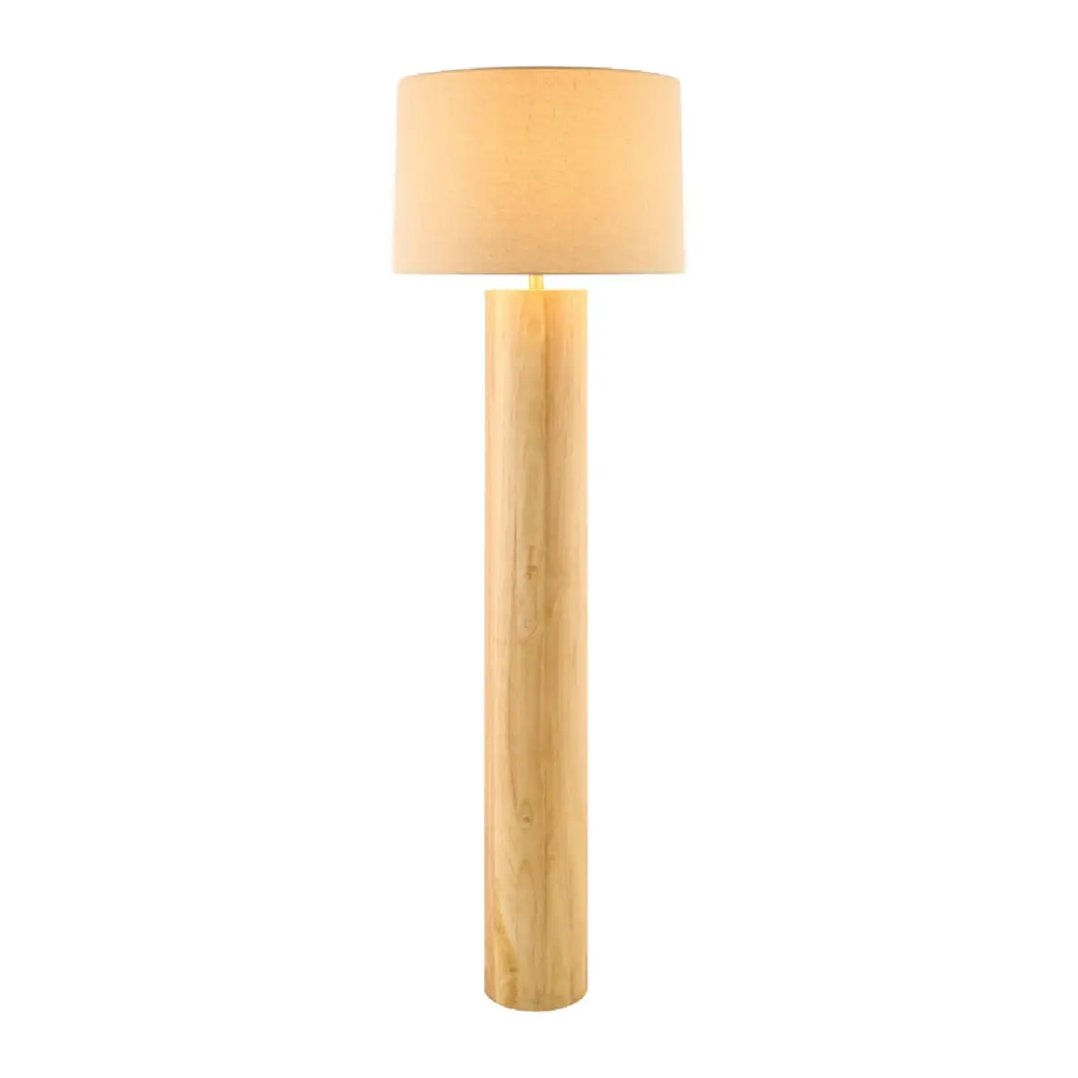 Rubberwood Cylindrical Floor Lamp