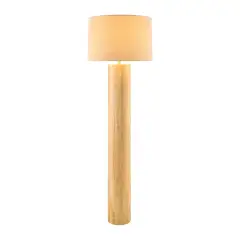 Rubberwood Cylindrical Floor Lamp