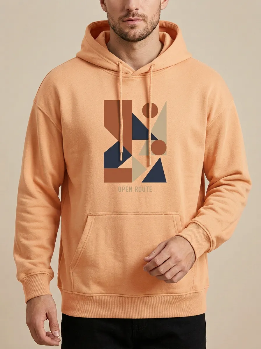 Men's Open Route Geometric Abstract Print Hoodie