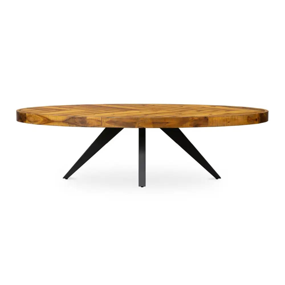 Acacia Parquet Oval Coffee Table