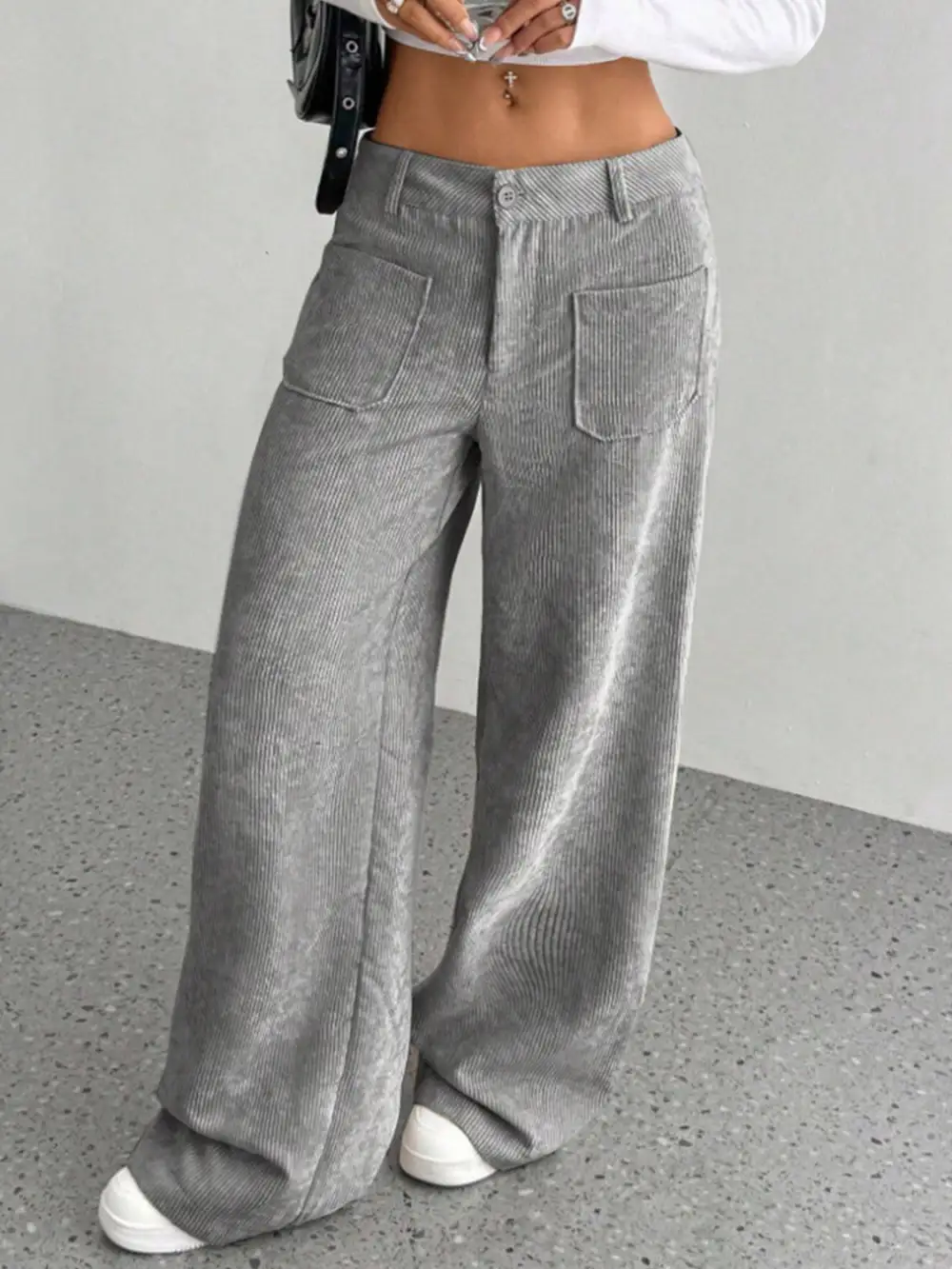 Relaxed Structure Sequin Wide Leg Pocketed Pants