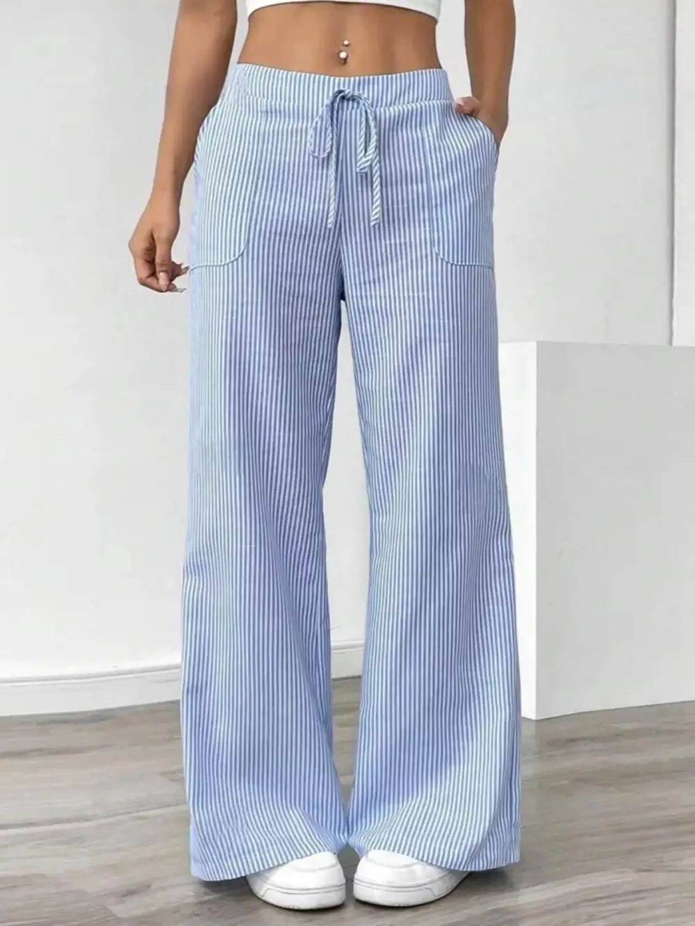 Polished Striped Wide Leg Pants
