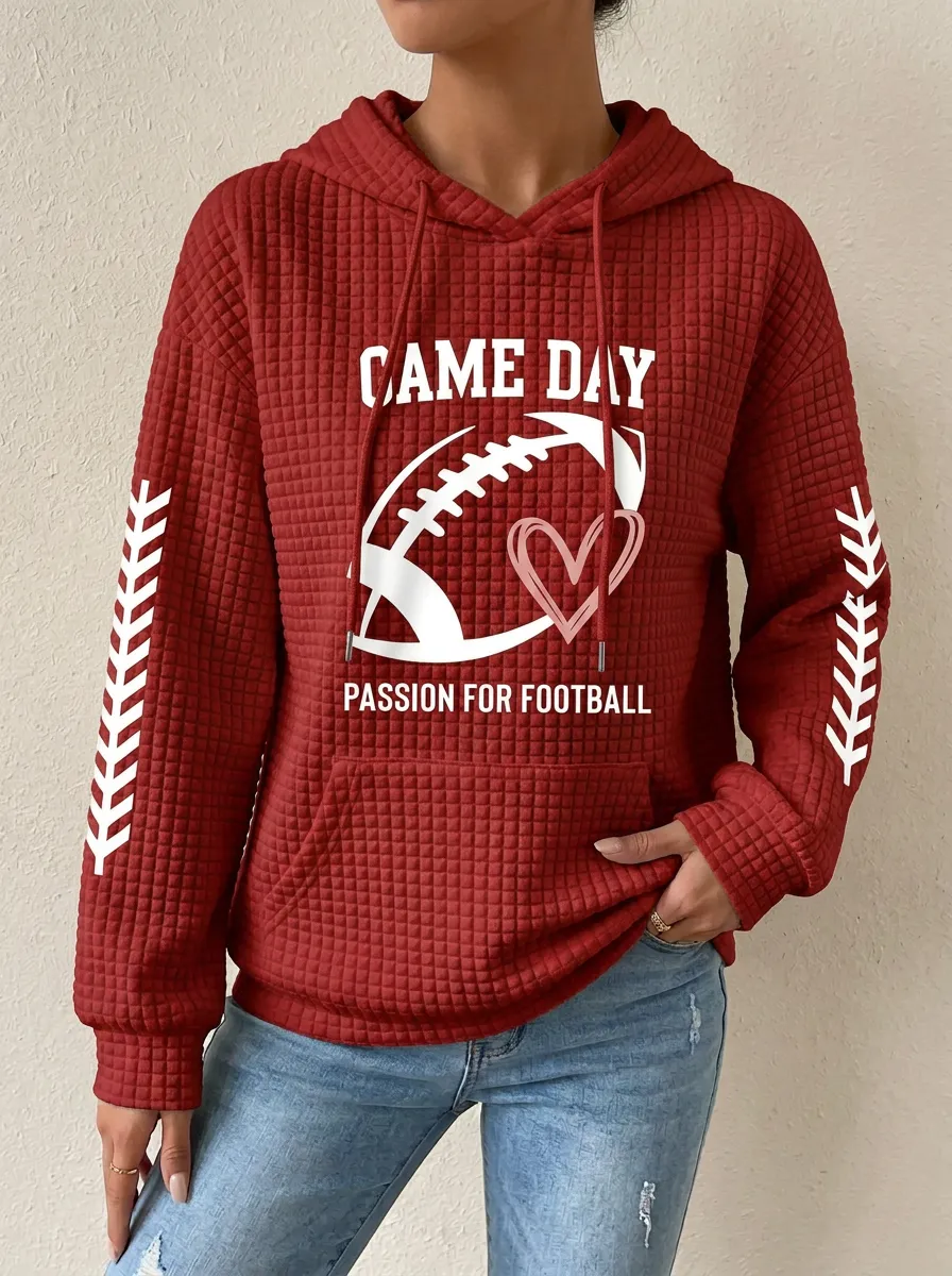 Women's Classic Gridiron Day Heart Waffle Hoodie