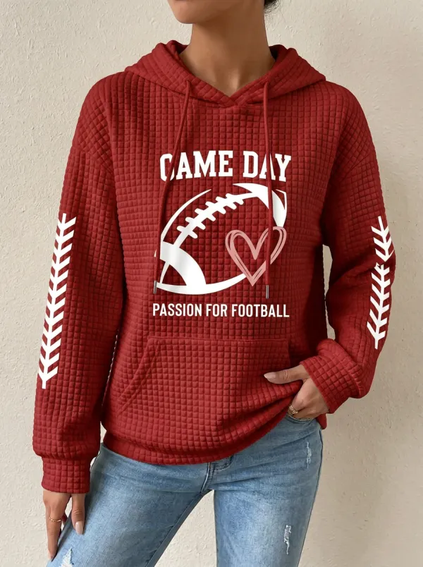 Women's Classic Gridiron Day Heart Waffle Hoodie