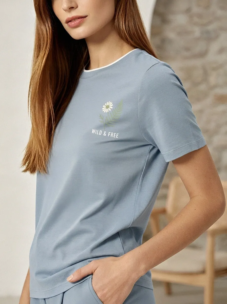 Women's Wild & Free Daisy Fern Botanical Printed T-shirt