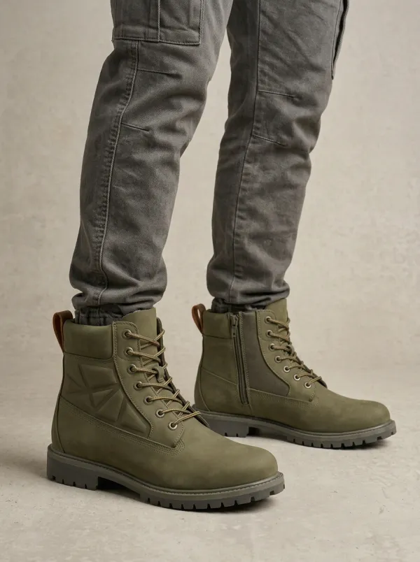 Unisex Geometric Pattern Print Work Boots