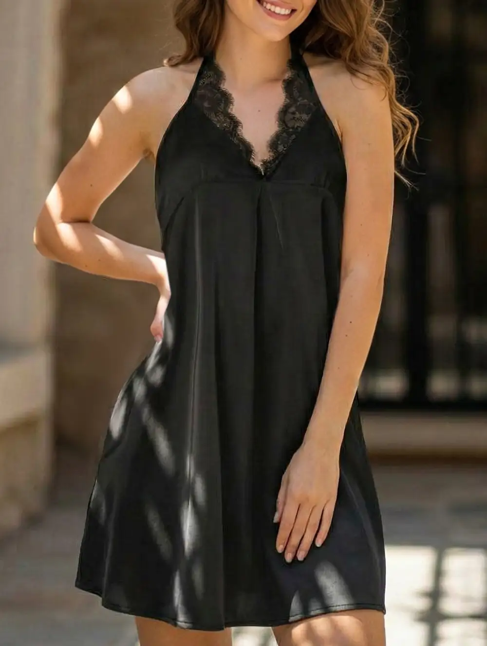Halter Backless Slip Mini Dress