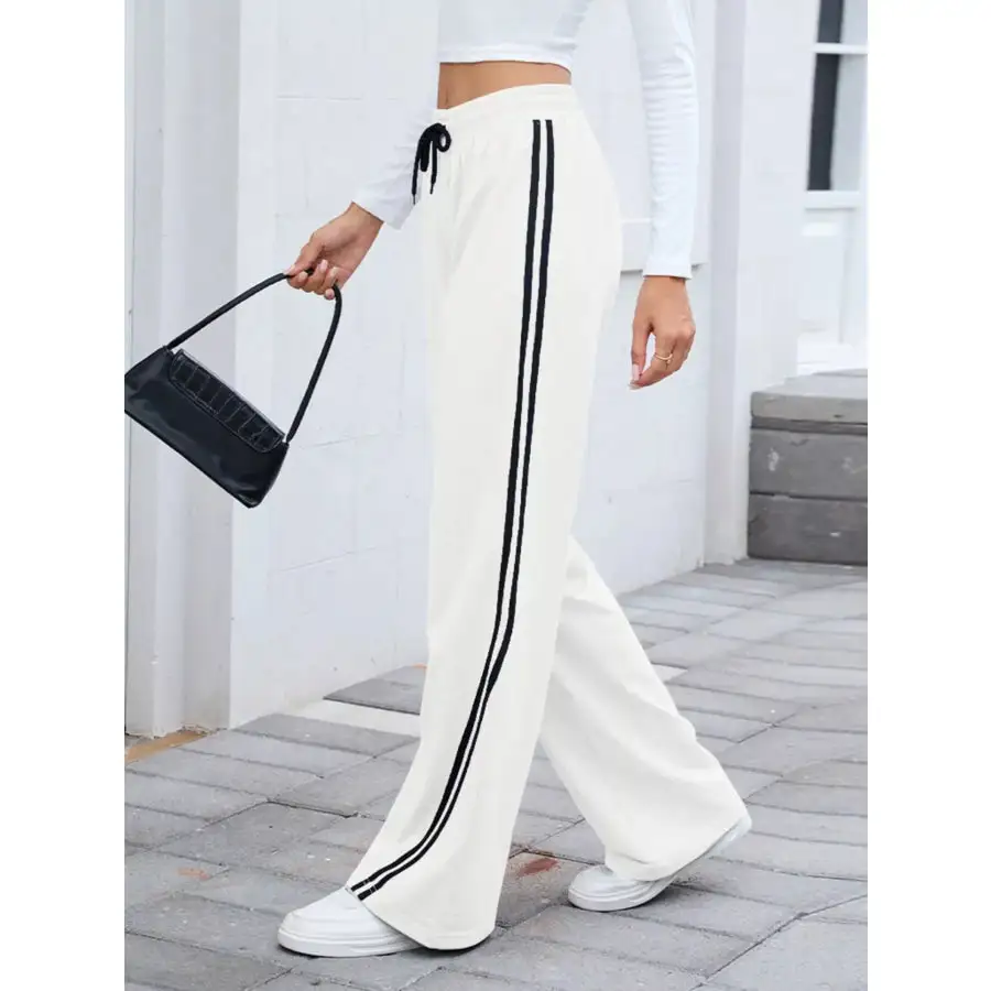 Side Striped Wide Leg Pants